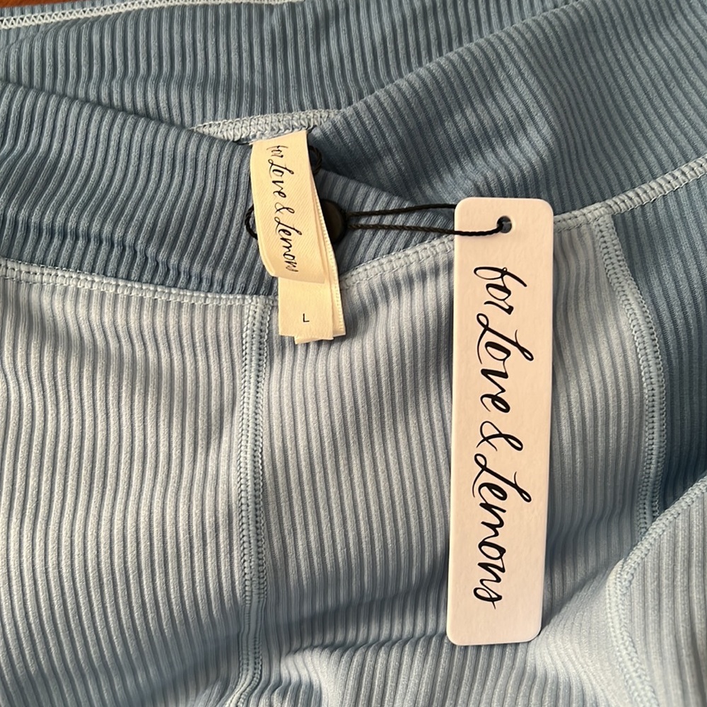 NWT For Love & Lemons Ella Ribbed Leggings Pants Blue size Large - Picture 4 of 5